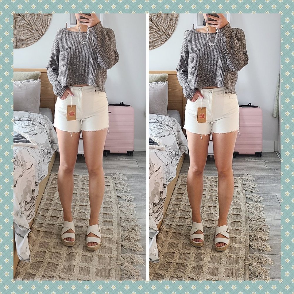 BNWT Charlie High Rise Jean Short in Vintage White - Picture 1 of 11